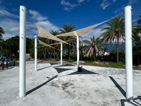 Shade Sail in Pacific Park — A Public Sports Ground Between Shade and Light - Sail Shade of Adult Fitness Zone in Hualien Pacific Park
